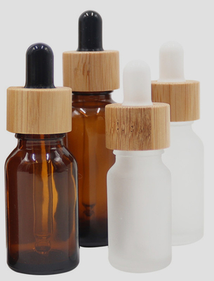 Sturdy 30ml Frosted Glass Dropper Bottle With Bamboo Lid Durable Multifuctional