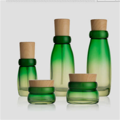 Leakproof Odorless Cosmetics Cream Glass Bottles And Jars With Bamboo Lid