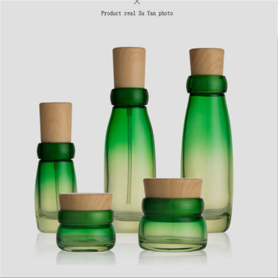 Leakproof Odorless Cosmetics Cream Glass Bottles And Jars With Bamboo Lid