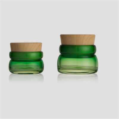Leakproof Odorless Cosmetics Cream Glass Bottles And Jars With Bamboo Lid