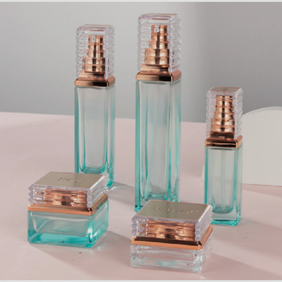 Eco Friendly Square Cosmetic Glass Bottle With Gradient Color ISO9001