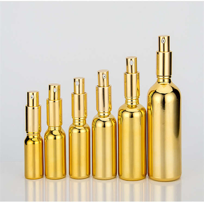 Gold Airless Pump Cosmetic Glass Bottle Reusable Lightweight 5ml 30ml 50ml 100ml