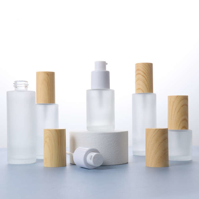 Frosted Bamboo Dropper Bottle With Airless Pump Leakproof Reusable