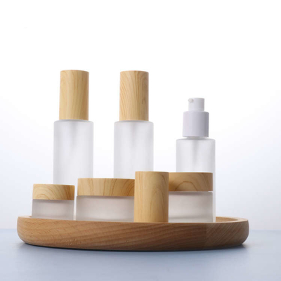 Frosted Bamboo Dropper Bottle With Airless Pump Leakproof Reusable
