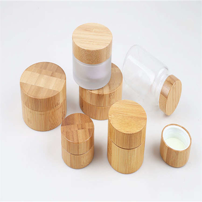 Practical Bamboo Containers For Cosmetics , Lightweight 50g Bamboo Cream Jar