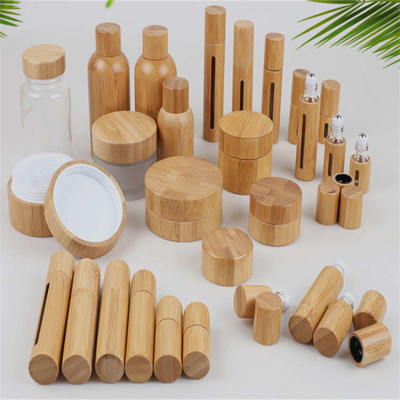 Practical Bamboo Containers For Cosmetics , Lightweight 50g Bamboo Cream Jar