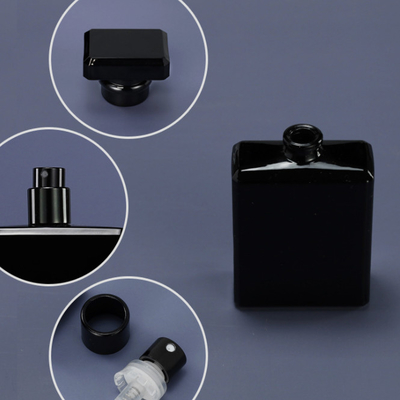 Black Square Perfume Spray Bottle Washable Odorless 50ml 100ml
