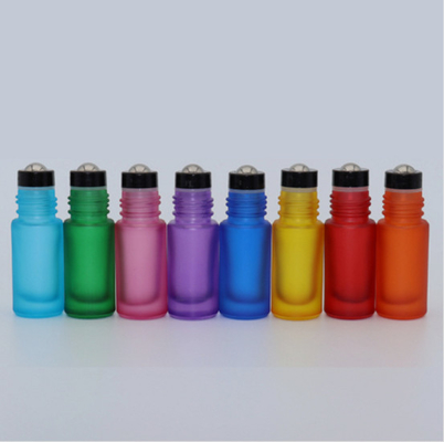 Leak Proof Sealed Frosted Glass Roller Bottles Lightweight Multi Color