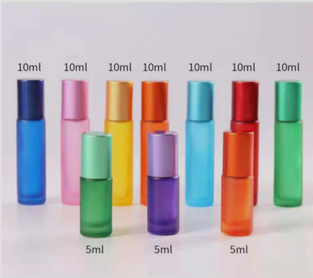 Leak Proof Sealed Frosted Glass Roller Bottles Lightweight Multi Color