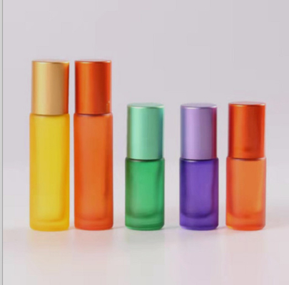 Leak Proof Sealed Frosted Glass Roller Bottles Lightweight Multi Color