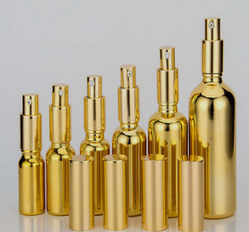 Gold Airless Pump Cosmetic Glass Bottle Reusable Lightweight 5ml 30ml 50ml 100ml