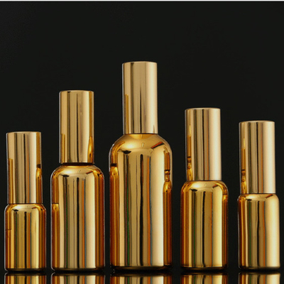 Gold Airless Pump Cosmetic Glass Bottle Reusable Lightweight 5ml 30ml 50ml 100ml